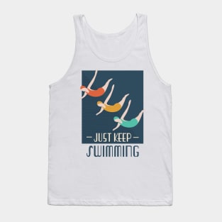 Just keep swimming retro vibe poster with colorful swimmers Tank Top